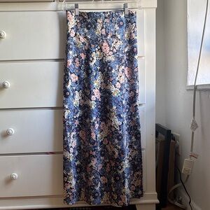 blue floral skirt